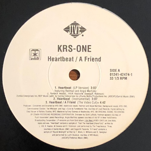 KRS-One - A Friend / Heartbeat