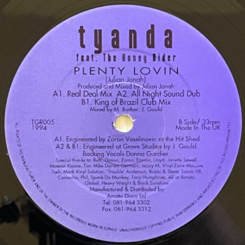 Tyanda Feat. The Honey Rider - Plenty Lovin